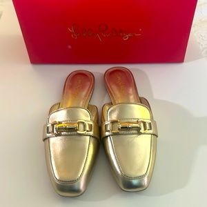 NWT Women’s Metallic Gold Lilly Pulitzer Andi Mule Shoes